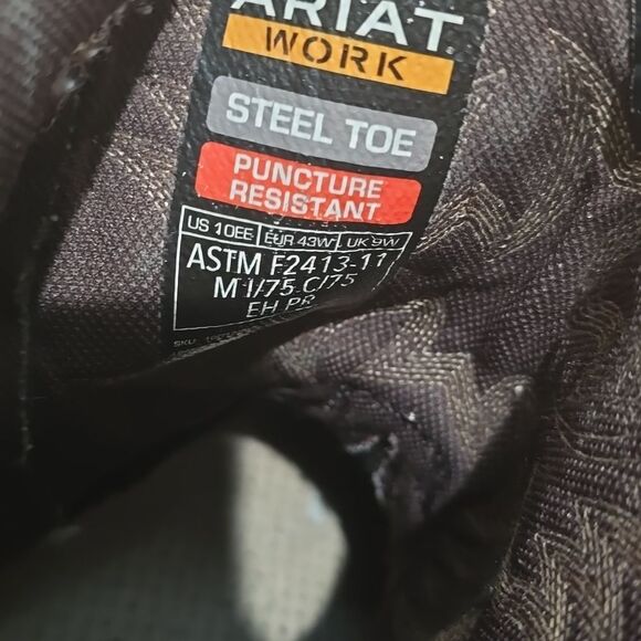 Ariat steel toe puncture resistant work boots size 10EE - Picture 9 of 10
